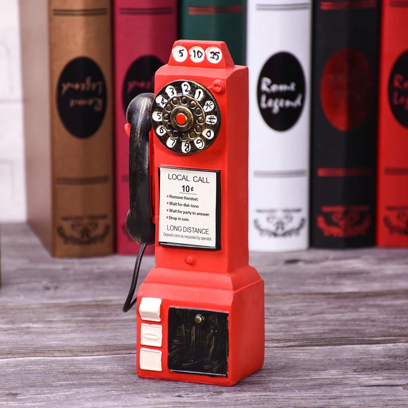 Decor Vintage Telephone Model Wall Hanging Crafts Ornaments Retro Home Furniture Figurines Phone Miniature Decoration Gift 