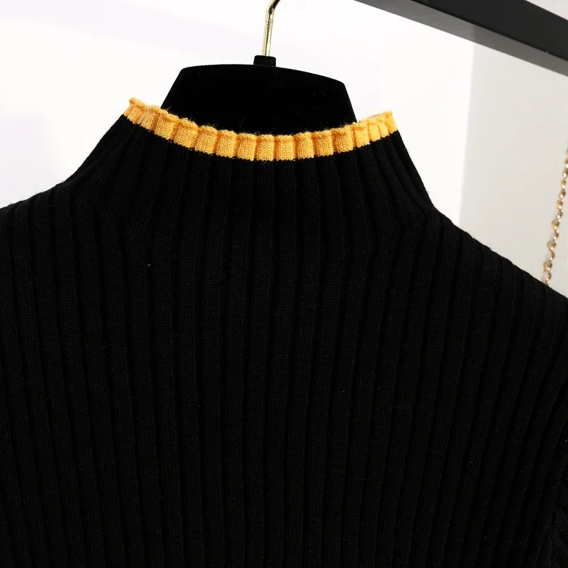 Для женщин свитер в разноцветную полоску, Цвет модульный пуловер с накатанной головкой» из хлопка с дырками и имитацией разлитой ребристый трикотажный топ с длинным рукавом толстый джемпер 40