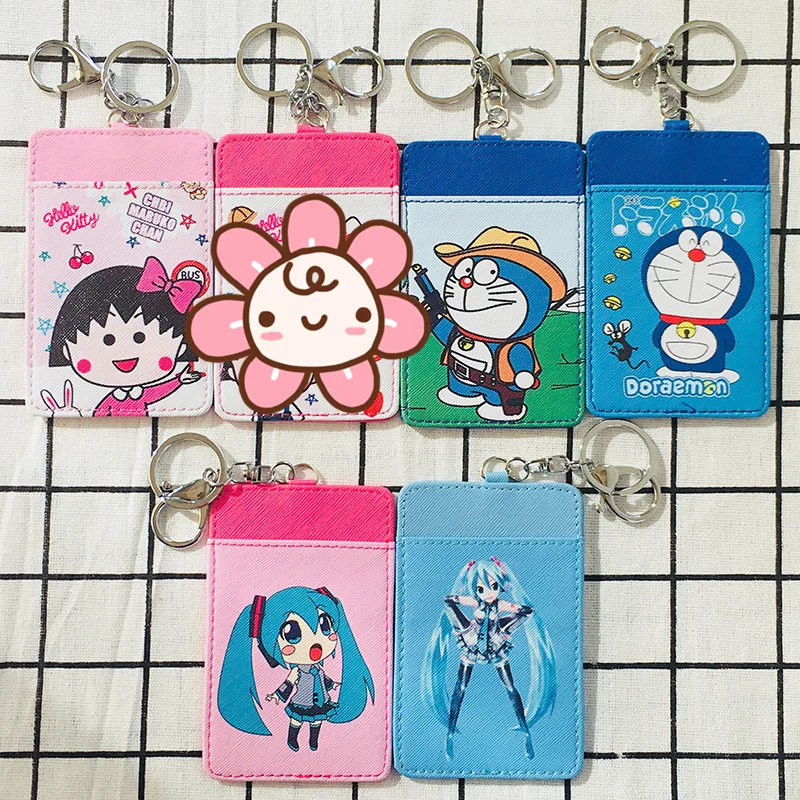 

Doraemon Hatsune Miku Fashion Anime PU Key Chain Card Keychain Keyring Coin Key Cards Holder Pendant Unisex Birthday Gifts NEW