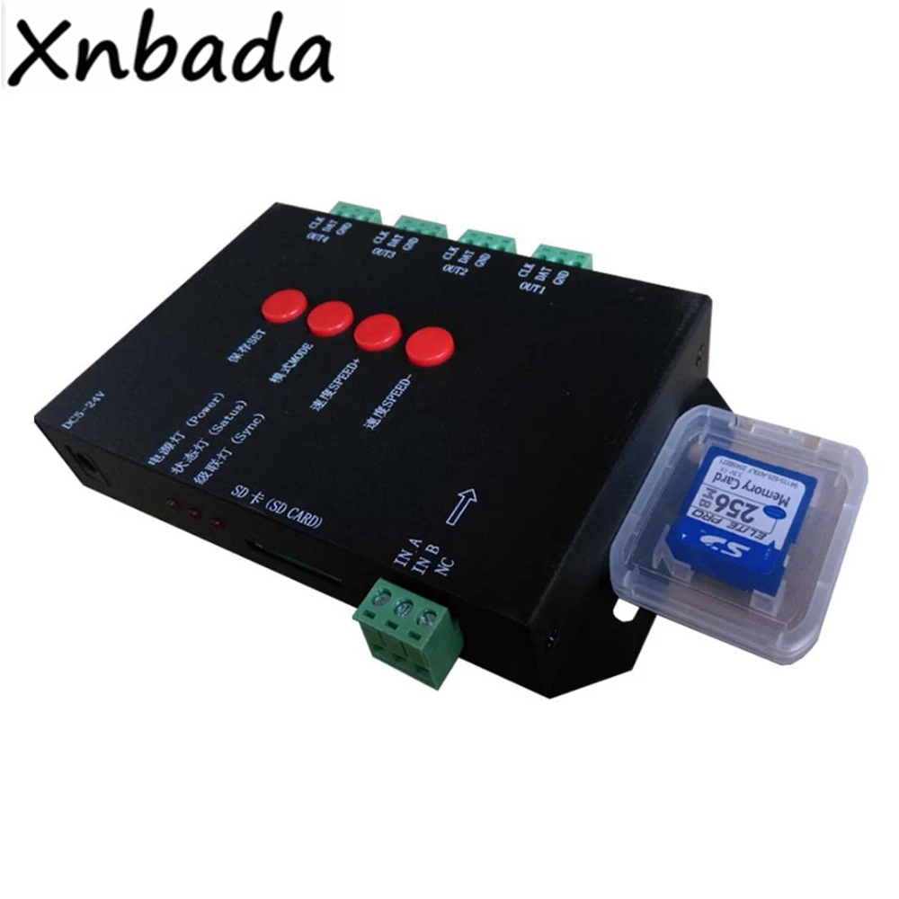 T-4000TTL SD Card RGB Led Controller 4 Port Output DC5-24V Input Controller For WS2812B Led Strip Tape Lighting