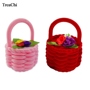 

Lovely Velvet European Bridal Accessories Basket Ring Box Creative Women Wedding Engagement Ring Storage Organizer Gift Box