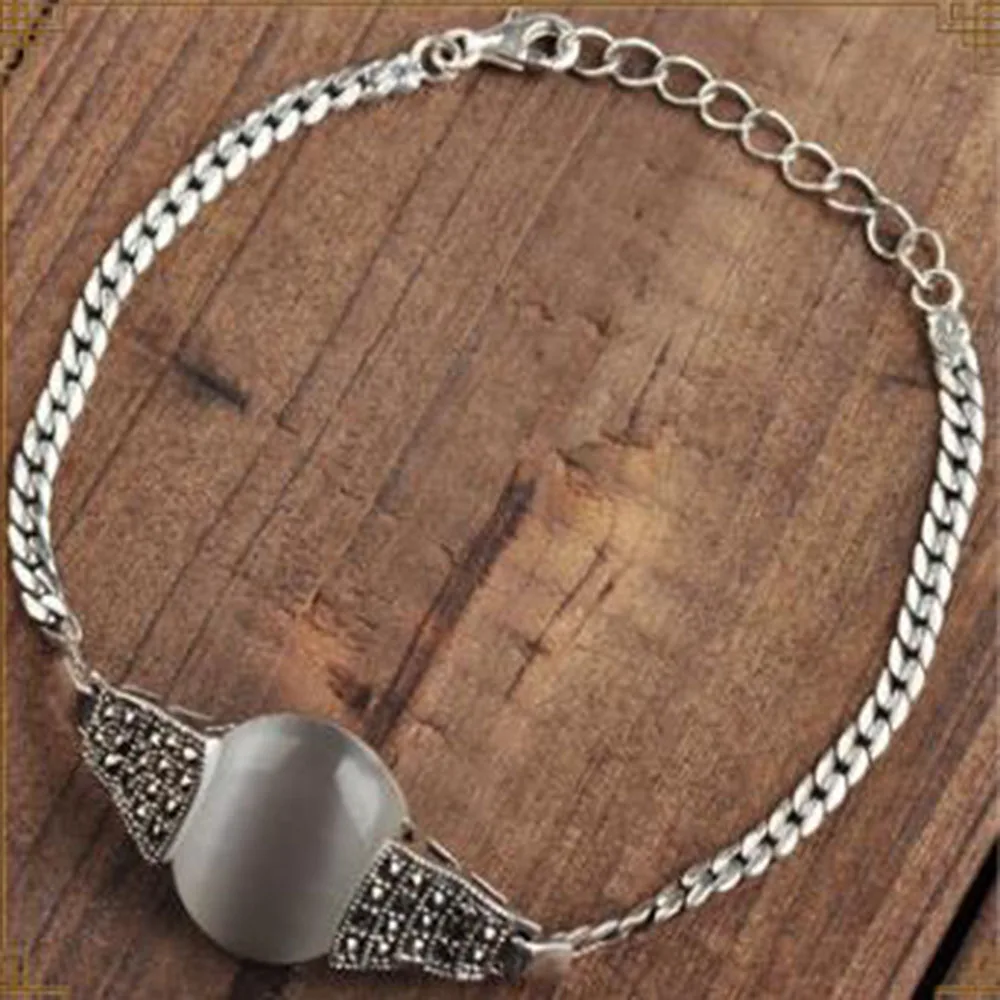 

BFQ 925 Sterling Silver Bracelet Agate Fashion Women's Party Geometric Type Hand Chain Top Shipping