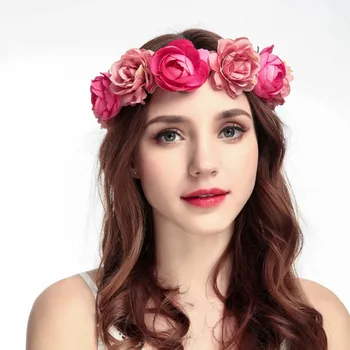 

Emulation flower belt beach head hoop, Euramerican popular red rose bridal garland hoop, Seaside Tour is beautiful.