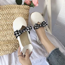 Новая летняя обувь на плоской подошве в Корейском стиле с бантом в стиле Харадзюку; два вида туфель в стиле ретро с закрытым носком; тонкие туфли