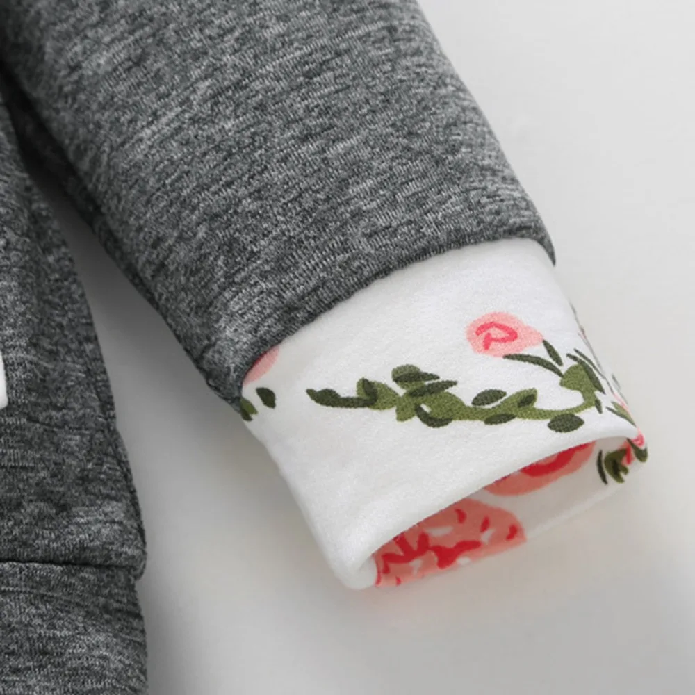Puseky/комплект из 3 предметов! одежда с цветочным рисунком для новорожденных мальчиков и девочек топы с длинными рукавами и капюшоном +