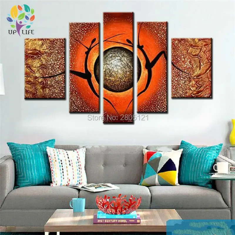 Ручная работа Толстая текстурированная 5 шт. холст Модульная картина хорошего