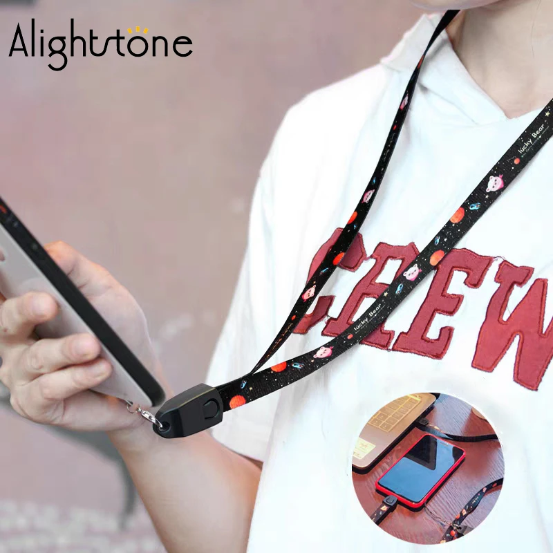 Alightstone أحزمة هاتف المحمول الرقبة الحبل الأصلي المصغّر usb كابل ل iphone سامسونج xiaomi هواوي الروبوت