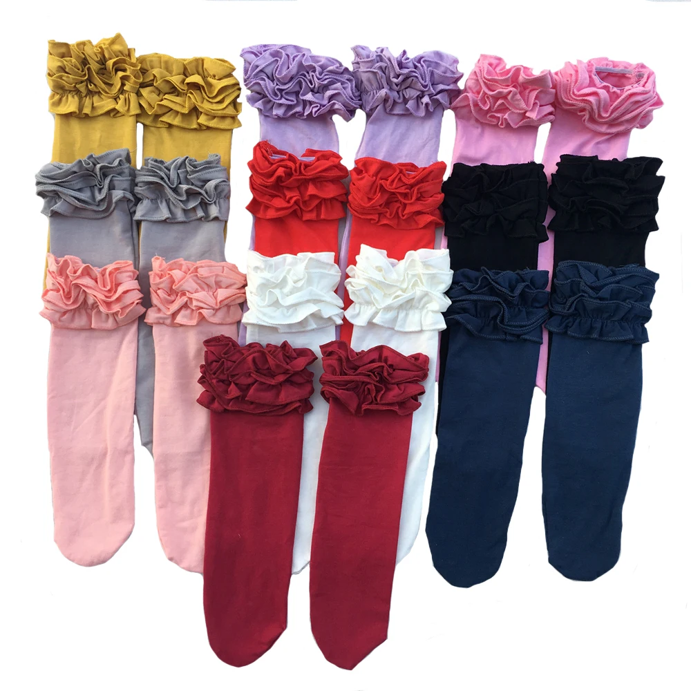 Pretty colorful ankle socks girls Icing ruffle cotton socks latest