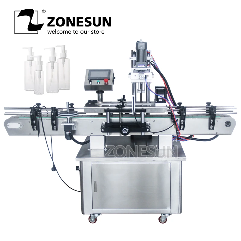 

ZONESUN Automatic Desktop Electric Plastic Glass Perfume Shampoo Cosmetic Nail Polish Bottle Capping Machine Auto Capper