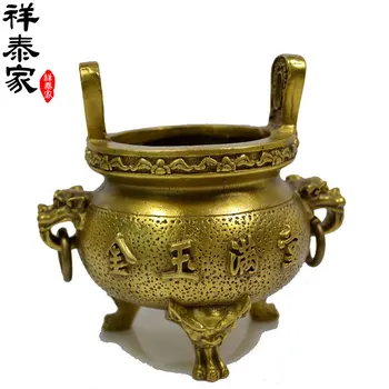 

Copper tripod xiangtai decoration incense burner lucky fortune home crafts