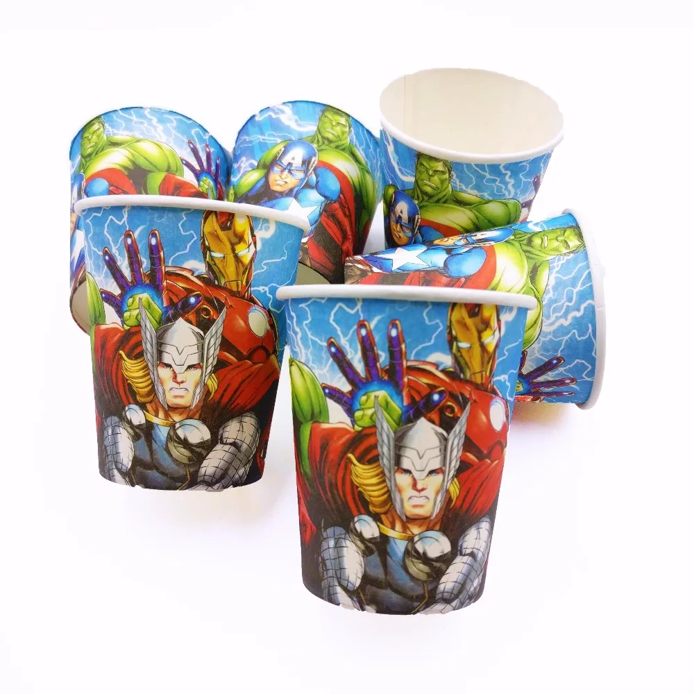 10 шт./компл. Мстители тема чашки дети день рождения поставки baby shower paper glass Мстители День Рождения Чашки