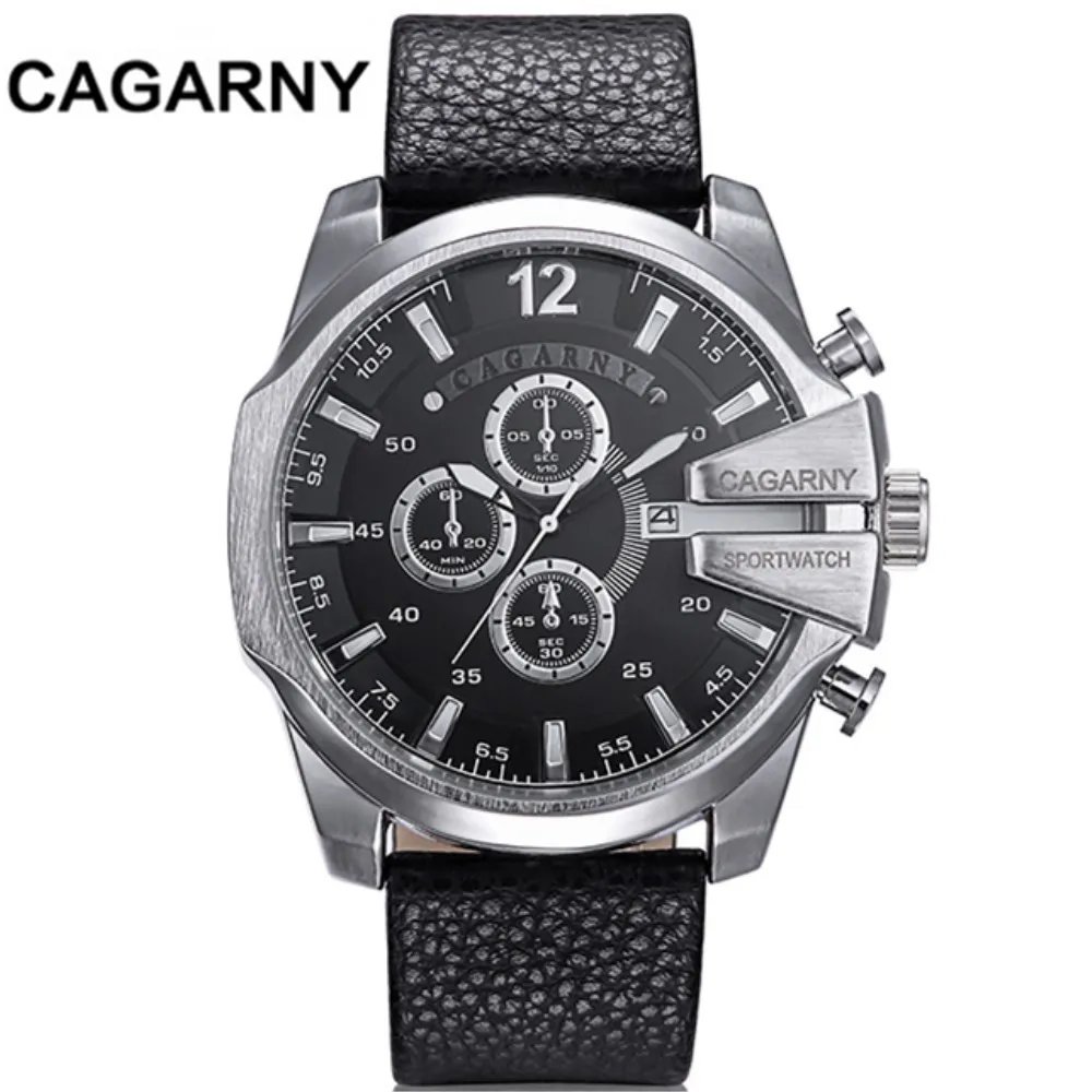 

CAGARNY New Men's Fashion Watches When The Grade Leather Strap Watches Man Sport Military Fashion Wristwatches Relogio Masculino