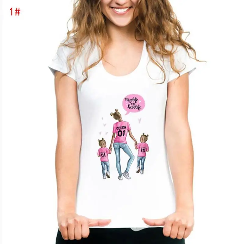 2019 فوج طباعة T قميص الإناث الأم الحب الإناث تي شيرت سوبر ماما المحملة قميص المرأة ClothingTshirt القطن قصيرة كم أعلى