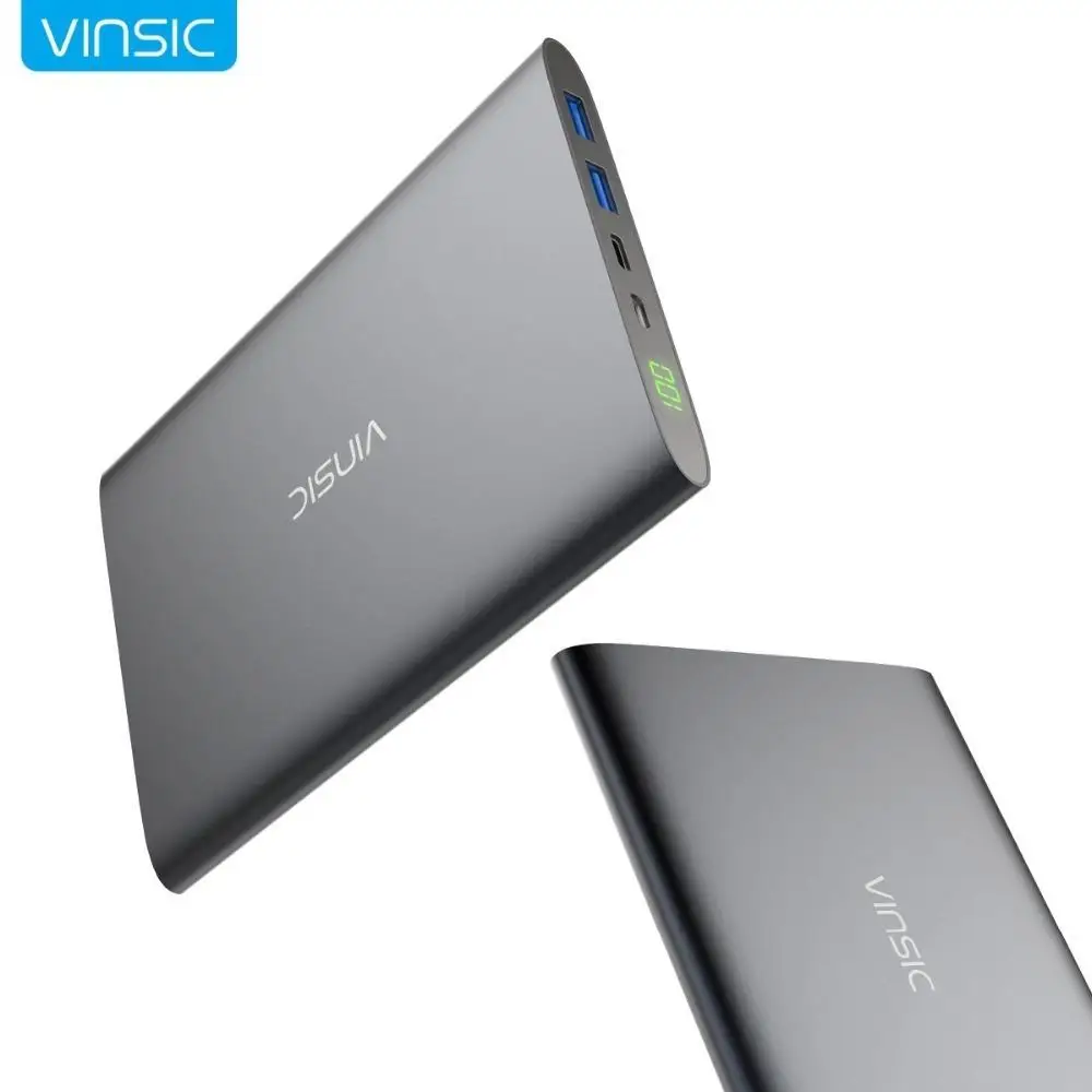 

Vinsic 20000mAh Power Bank Dual USB Type-C 5V 3A LED Display External TypeC Micro Battery Charger For Xiaomi MI iPhone X Note