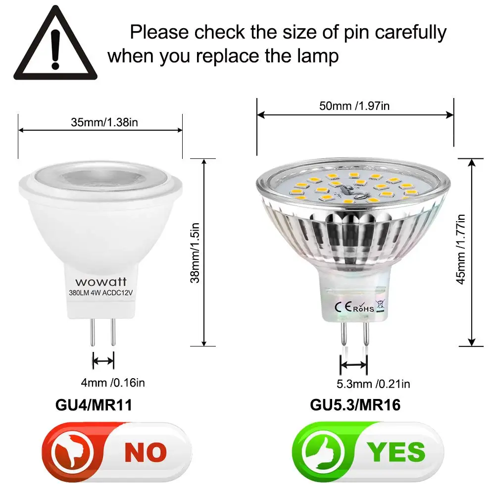 MR16 светодиодный светильник 6 Вт теплый белый 2800 к GU5.3 Замена 40 Вт галогенная лампа AC/DC12V 480lm 120 градусов угол луча пятно 6 шт