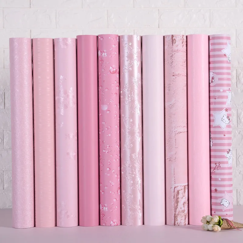 Wall Roll Selfadhesive Bedroom Girl Waterproof Warm Pink Wallpaper Dormitory Wall Stickers
