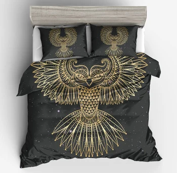 

Bedding Outlet 3D India style abstract Animal Cute Owl Bedding Set Single Size Duvet Cover with Pillow cases Soft Quilt Cover