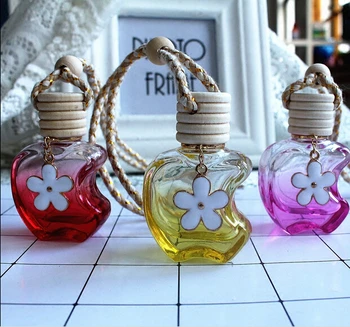 

12ml flowers apple color car perfume empty bottle hanging car perfume pendant 5PCS/LOT