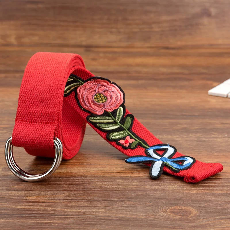 New Fashion Floral Flower Rose Embroidery Belts Solid Casual Summer