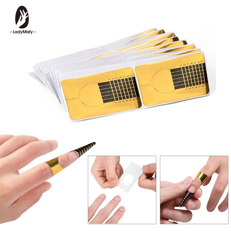 

Ladymisty 100 Pcs/Lot French Nail Form For Acrylic UV Gel Tip Nails Extension Guide French DIY Tool Self-Adhesive Forms Stickers