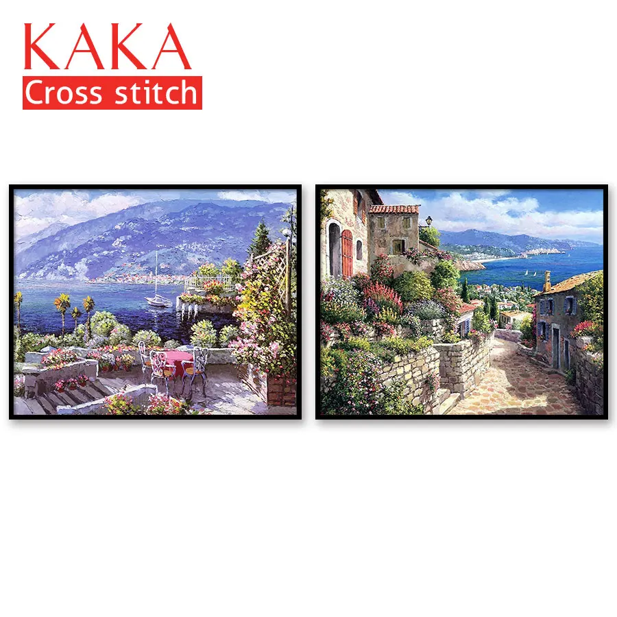 

Cross stitch kits,Embroidery needlework sets with printed pattern,11CT-canvas for Home Decor Painting,Landscape Full NCKS041
