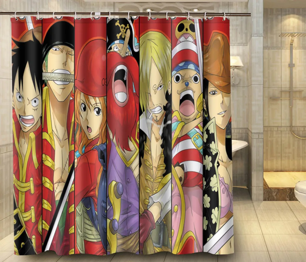 Brook Usopp Nami Luffy Zoro custom Shower Curtain 180x180cm Square Waterproof Fabric Shower