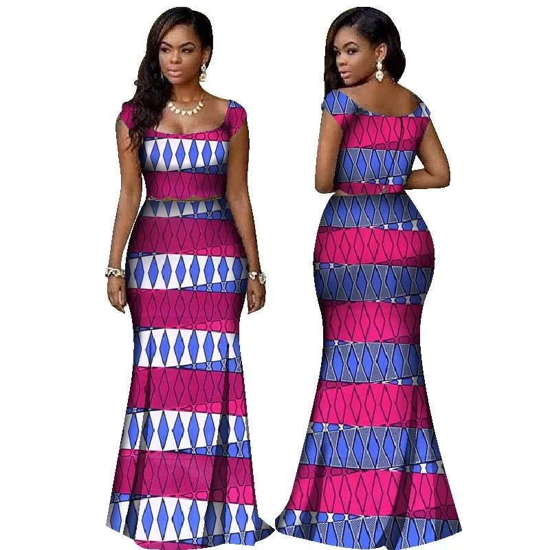 African-Print-Two-Piece-Set-Dashiki-African-Clothes-for-Women-Bazin-Square-Collar-Sleeveless-Crop-Skirt(1)