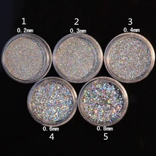 Ультра-тонкий голографический блестящий порошок блестящая Лазерная пять разных размеров шестигранный блеск для ногтей пылезащитный маникюр DIY дизайн ногтей украшение