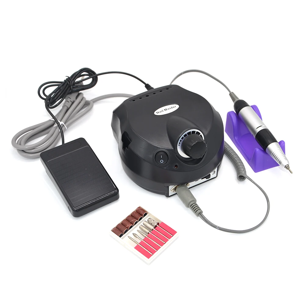 

110/220V 30000 RPM Pro Electric Nail Art Drill File Bits Machine Black Manicure Kit Professional Salon Home Nail Tools Set