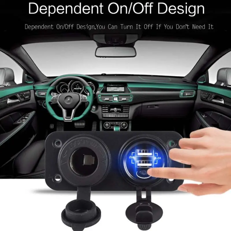 المزدوج USB 12 V-24 V سيارة قارب شاحنة شاحن USB مزدوج مع ولاعة السجائر التوصيل ON OFF التبديل للهواتف الذكية GPS اللوحي المزدوج USB 12 V-24 V سيارة قارب شاحنة شاحن USB مزدوج مع ولاعة السجائر التوصيل ON OFF التبديل للهواتف الذكية GPS اللوحي