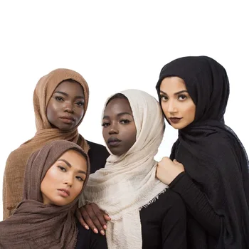 

10pieces/lot Hijab female pleated cotton and linen Muslim hijab Women Hijabs Ladies Simple Solid Long Shawl Head Scarf