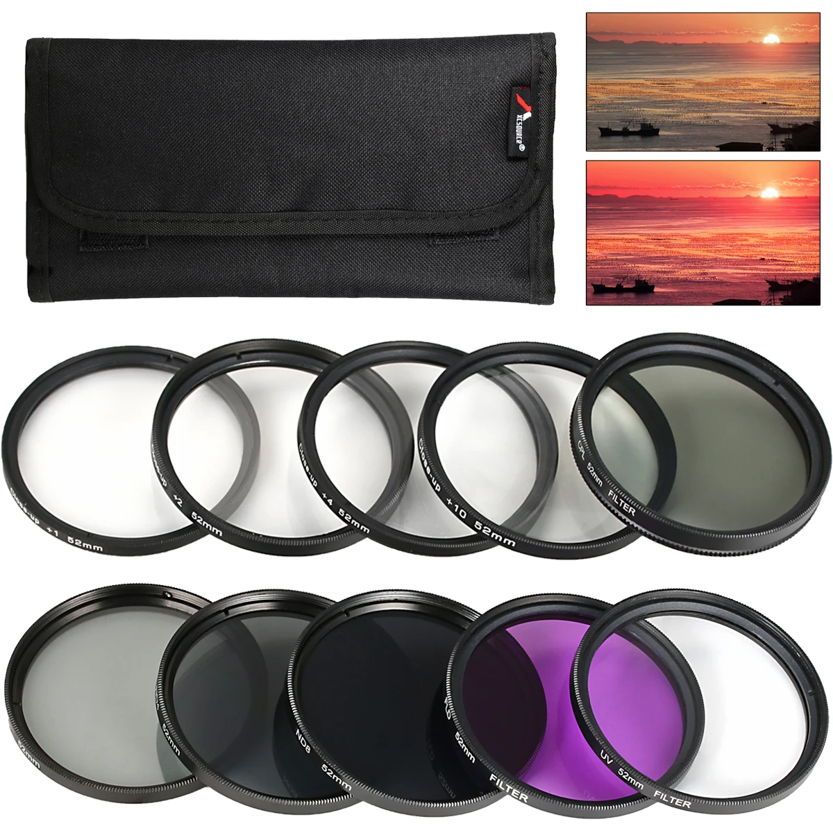 52mm Filter Kit UV CPL FLD ND2 4 8 for Nikon D5200 D3200 D90 D80 D70