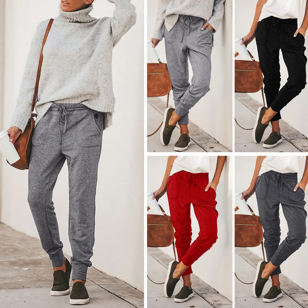 

KLV 2019 TOP Women Women Autumn Casual Elastic Pants Ankle Length Trousers Sweatpants Pants 5.20