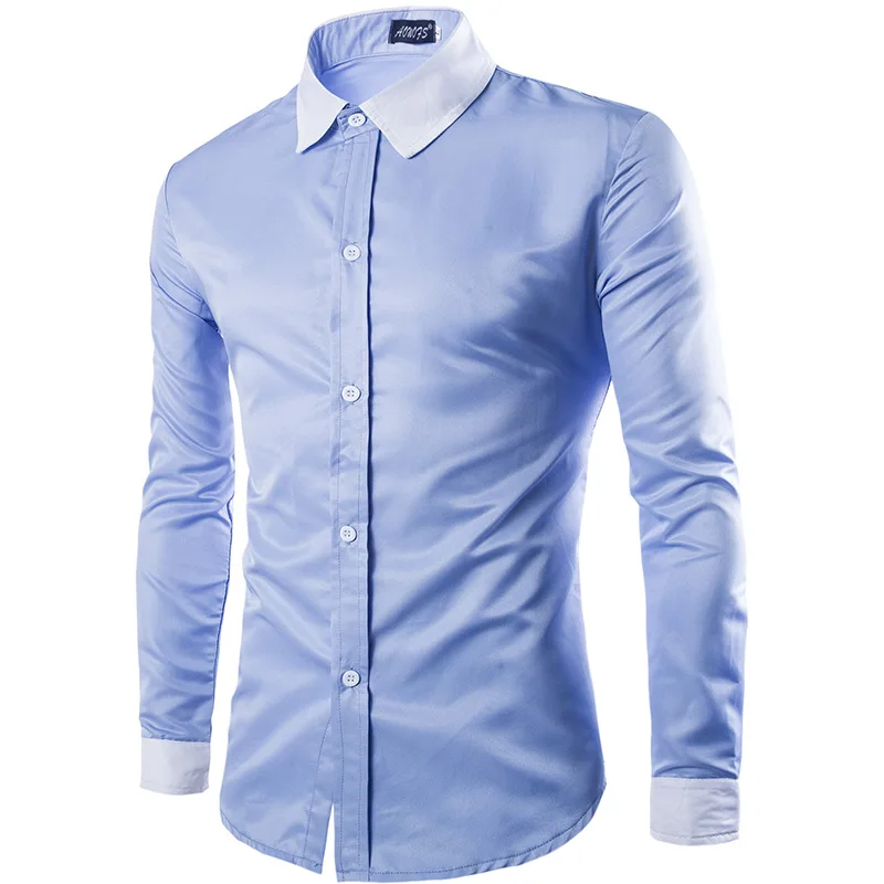 Модный бренд Для мужчин рубашка Бизнес Корейская версия самосовершенствование Рубашки для мальчиков с длинными рукавами Топы