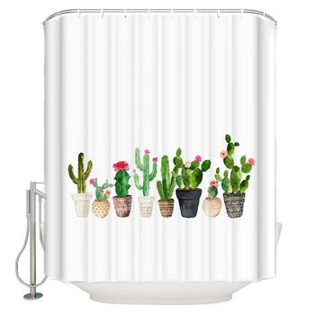 

Cactus Extra Long Fabric Bath Shower Curtains Bathroom Decor Sets with Hooks