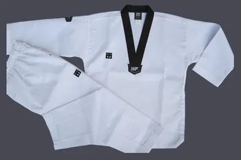 Caliente principiantes uso Mooto dobok de taekwondo ropa niño adulto cuello en V MOOTO taekwondo traje de entrenamiento de Taekwondo uniforme venta al por mayor