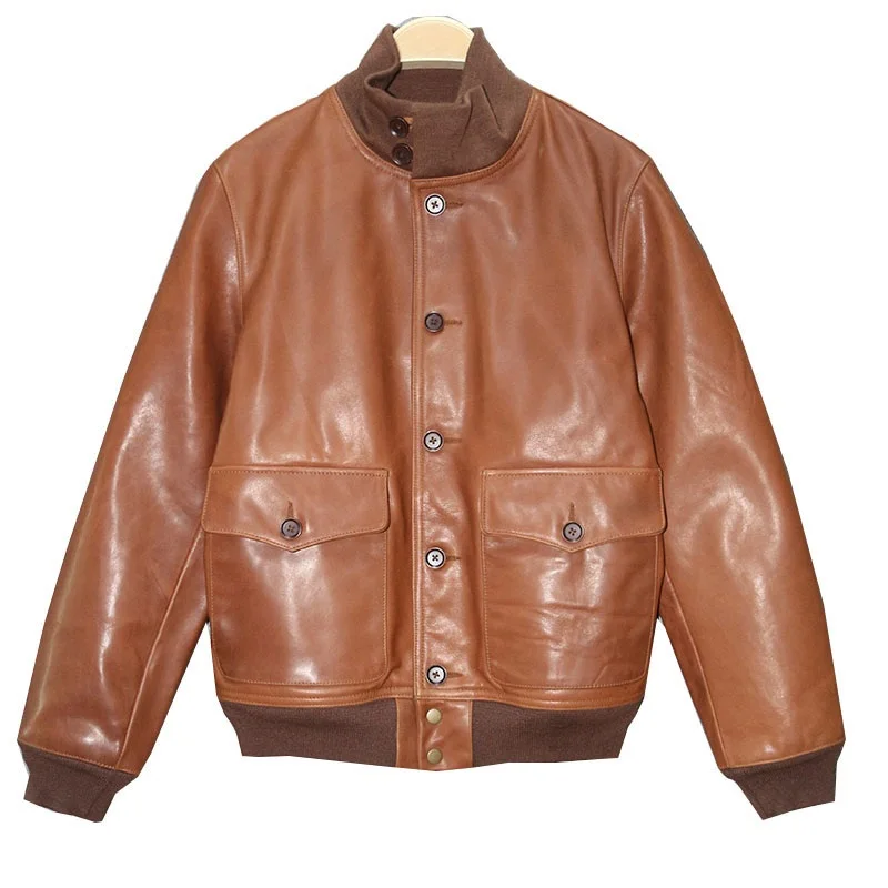 sheepskin coat DHL Free shipping.classic style mens leather jacket, vintage cowhide Jacket,man A1 Engraved quality coat.sales.Brand sheepskin coat mens vintage