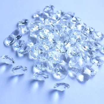 

Free shipping 200pcs/lot /14mm clear crystal glass octagon beads without hole for chandelier prism suncatchers beads