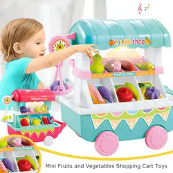 Игровой дом со светомузыкальный проектор мини фрукты овощи покупки тачки игрушки DIY ролевые игры детские головоломки игрушки для девочек