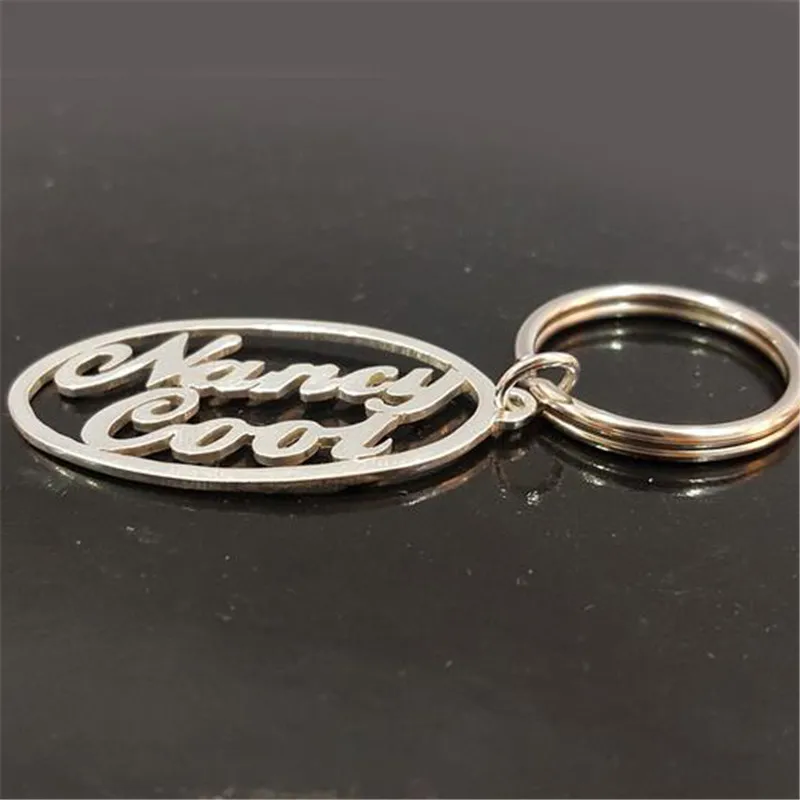 

Custom Key chain Round Shape Gold Silver Name KeyChain for Women Men Girl Boyfriend Gift Keychains Stainless Steel Bag Charm