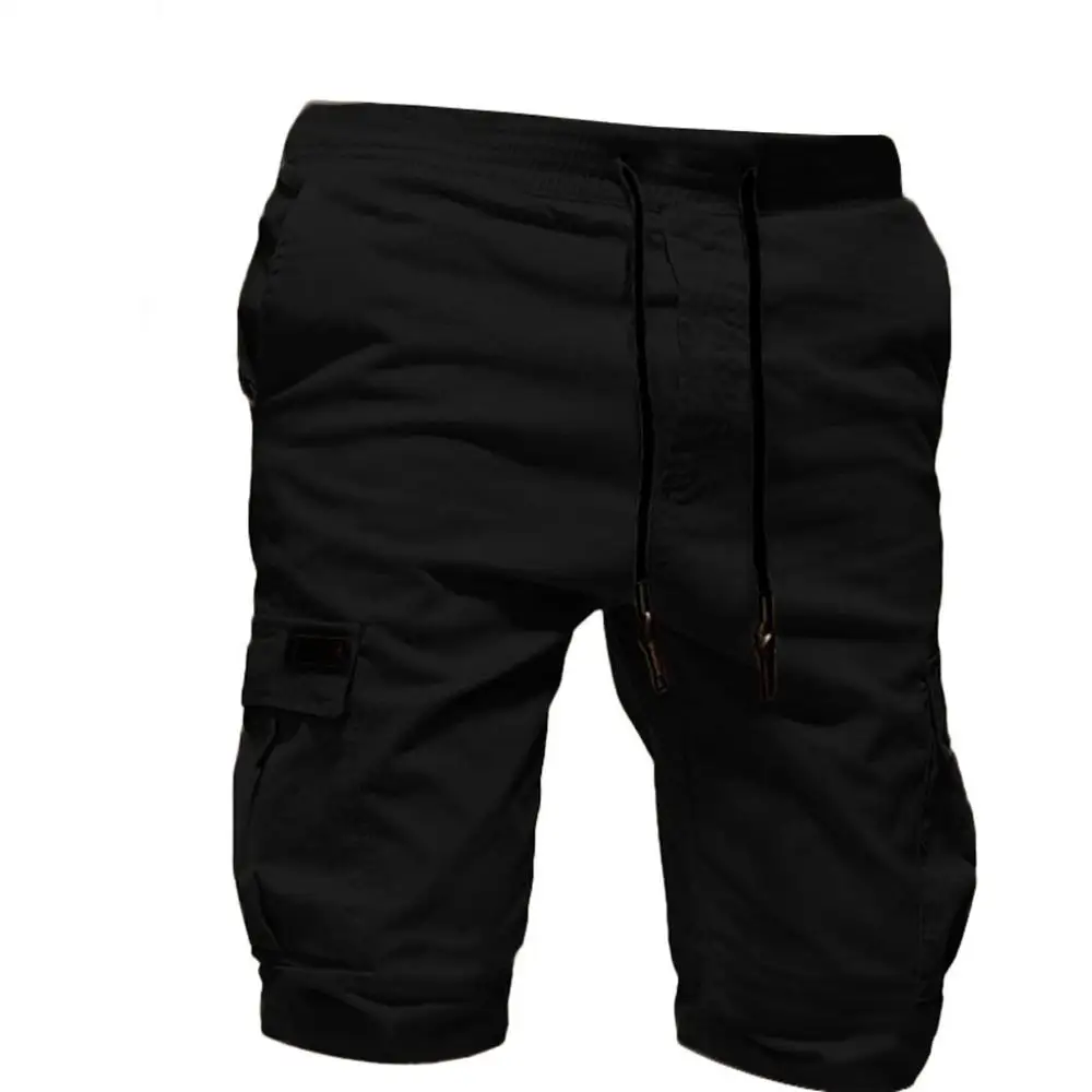 Модные шорты мужские спортивные однотонные повседневные свободные спортивные шорты на шнурке - Цвет: Black