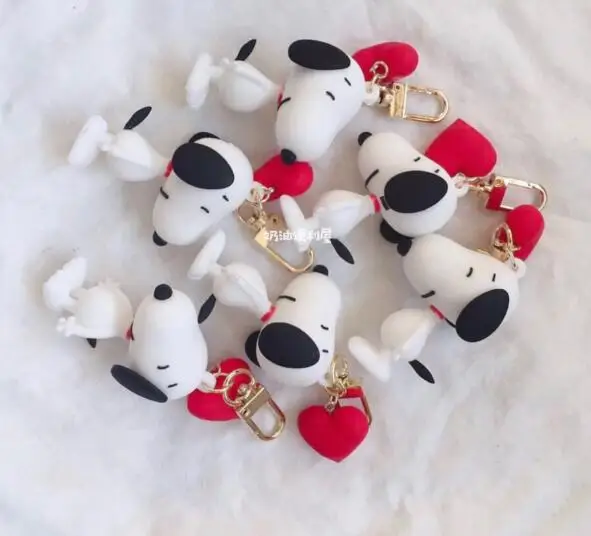 

Free Shipping New 10 pcs Popular Japanese anime red love heart dogs 3D PVC Key Chains Pendant kids Gifts Party Favors s001