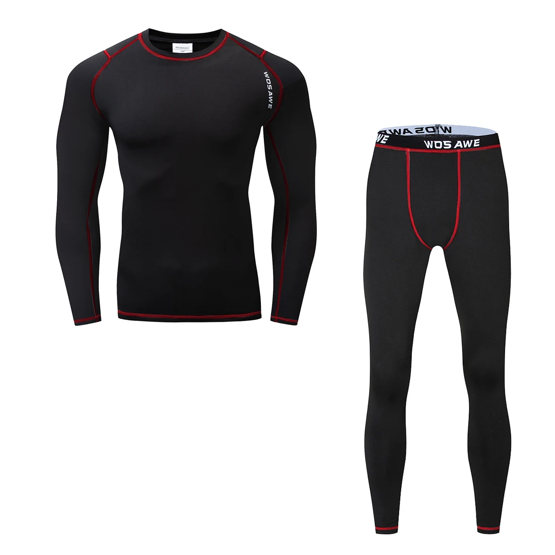 WOSAWE зимний комплект нижнего белья для велоспорта, теплые кальсоны, компрессионный базовый слой, Спортивная футболка для велоспорта, штаны