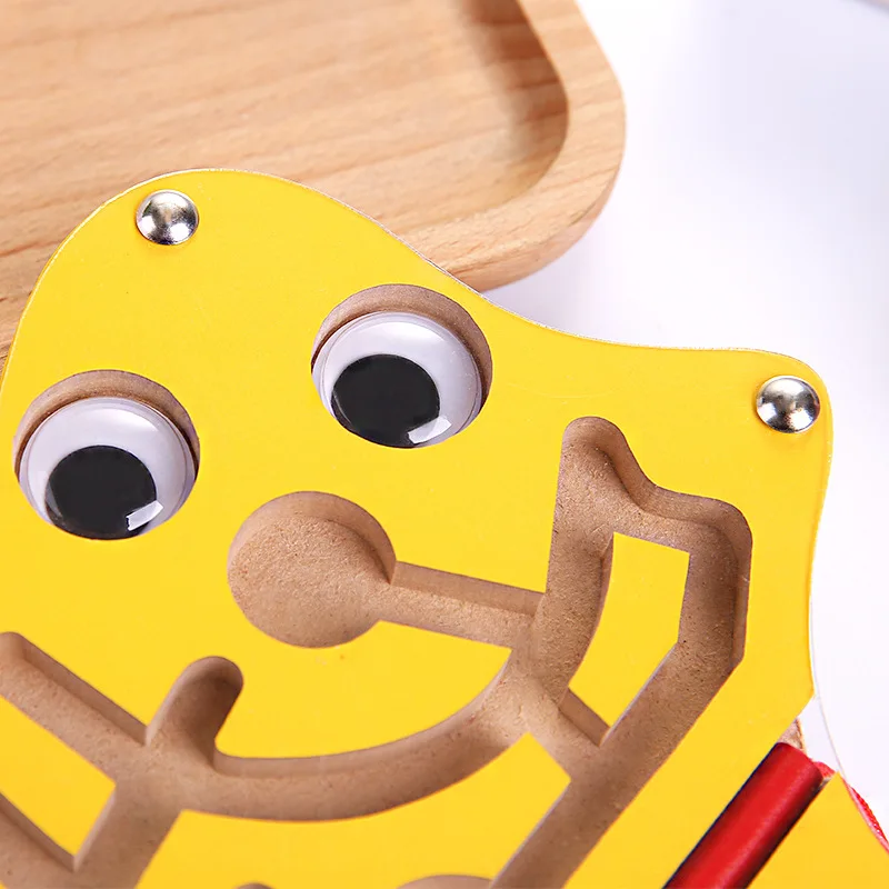 Креативные деревянные животные трек Магнитный лабиринт бусины раннее образование Монтессори интеллект игрушки для детей