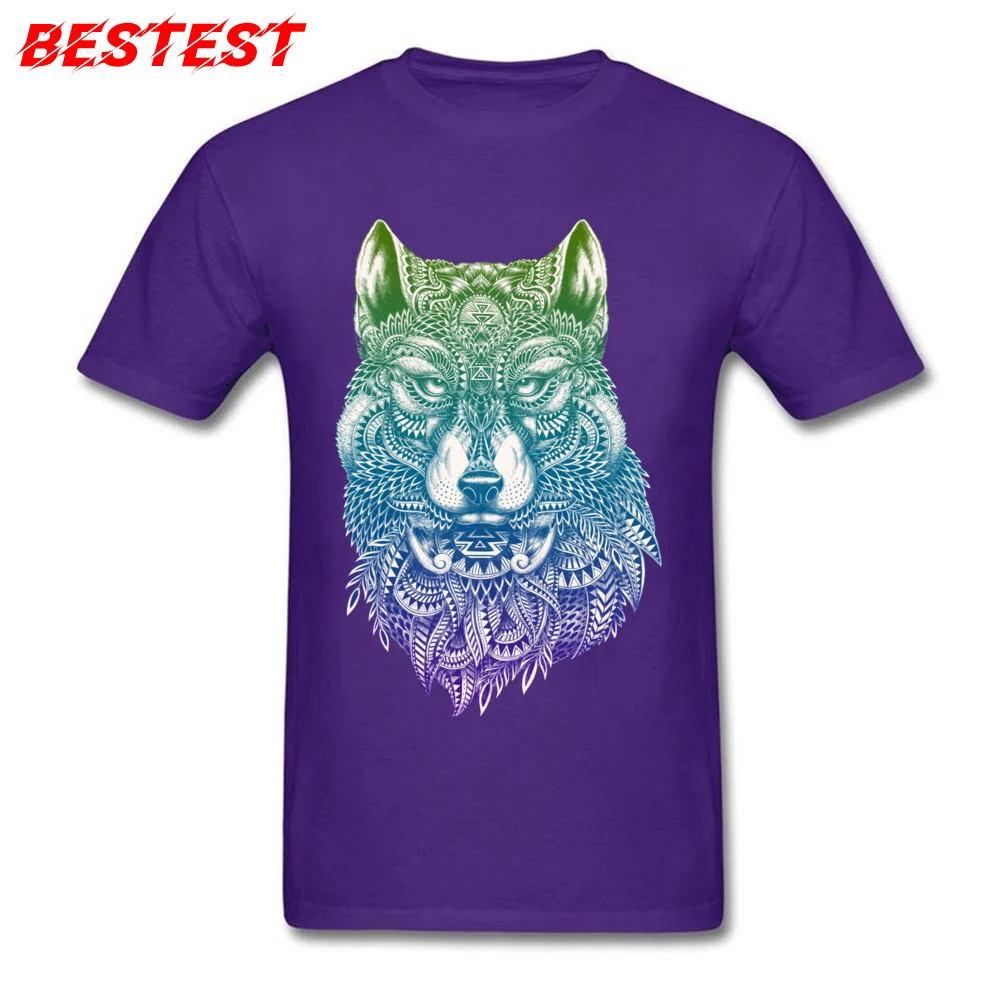 2018 Abstract Wolf Slim Fit Top T-shirts Round Neck Pure Cotton Youth Tops Tees Short Sleeve Summer Fall Slim Fit T-Shirt Abstract Wolf purple