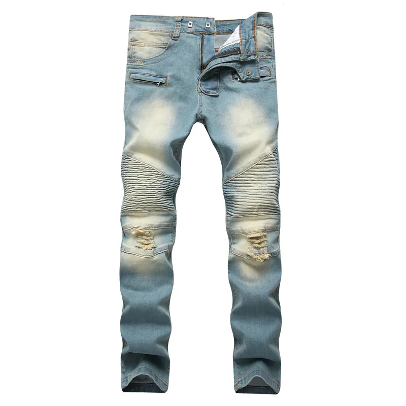 2019, новая мода уничтожены байкер джинсы для женщин мужские рваные Проблемные прямые обтягивающие джинсы Отбеленные джинсовые штаны