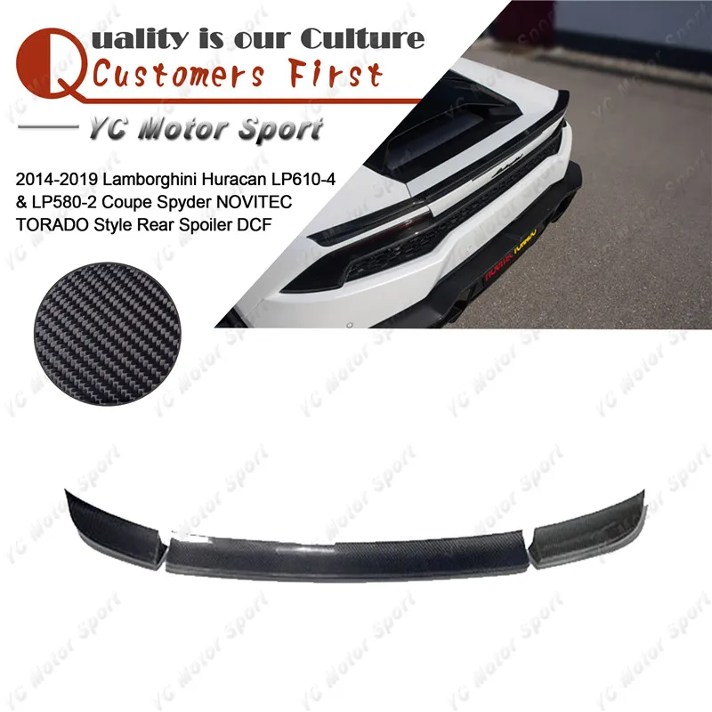 

Dry Carbon Fiber Rear Spoiler Fit For 2014-2019 Huracan LP610-4 & LP580-2 Coupe Spyder NVT TORADO Style Trunk Spoiler Wing