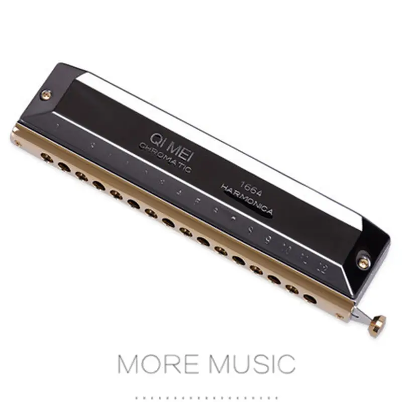 

High-end Chromatic Harmonica 16 Holes 64 Tones Laser Proceeded Woodwind Musical Instrument Harmonica QM16A-7