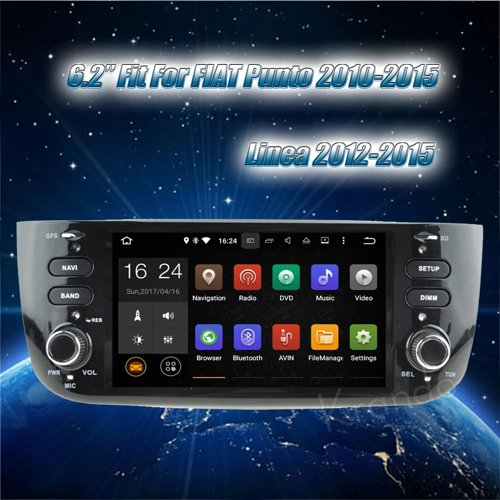 Perfect Krando Android 8.0 car multimedia radio for fiat punto /Linea 2012-2015 navigation system wifi 2G RAM Playstore Bluetooth 1