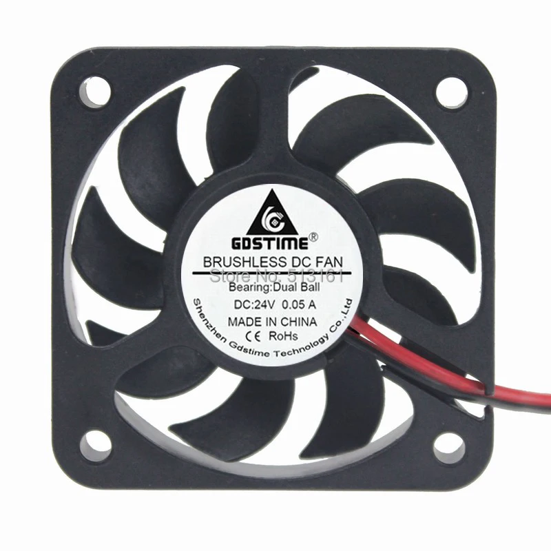 

Gdstime DC 24V 50mm Dual Ball Bearing 50x50x12mm 5cm 2Pin Brushless Cooler Cooling Fan